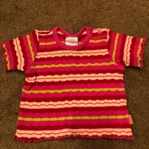 Oilily Baby Girls Pink Stripe Top, 6mo, EUC